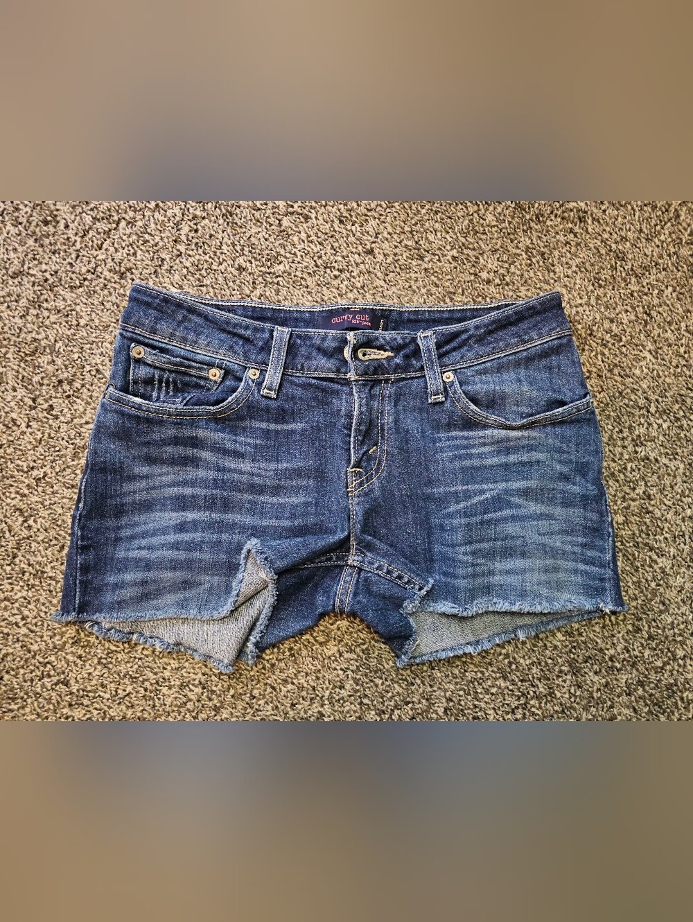 Levis Curvy Cut Denim Jean Shorts Frayed Hem Blue Size 9